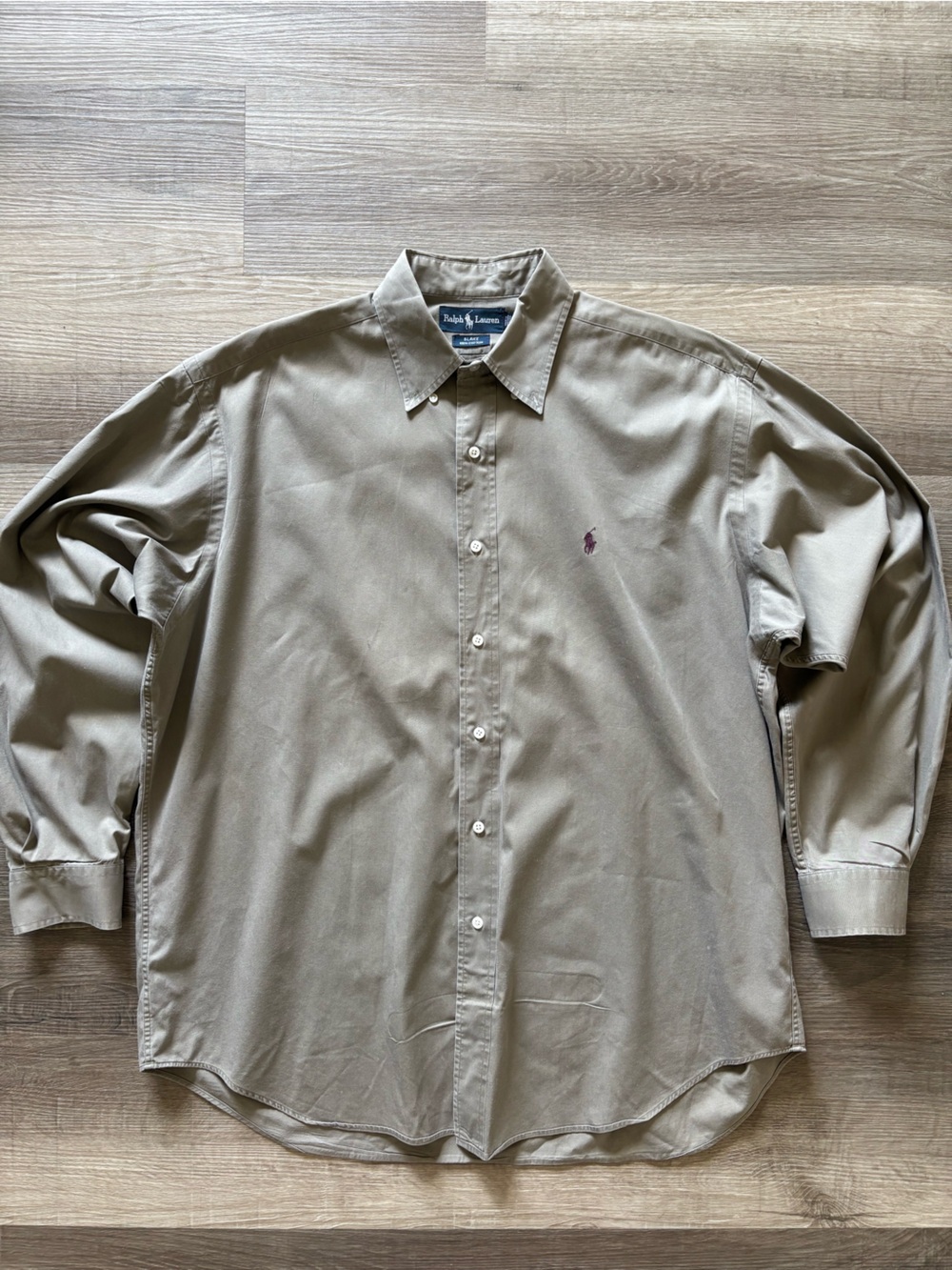 Polo Ralph Lauren Blake Men's Shirt L Large Khaki Tan Olive Cotton Button Down